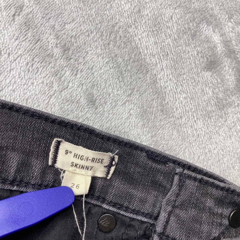 Madewell 9 High Rise Skinny‎ Jeans Distressed Black Size 26 Fits 25" Grunge - Picture 6 of 9